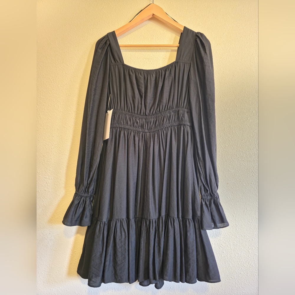 Moon River Charcoal Long-Sleeve Dress